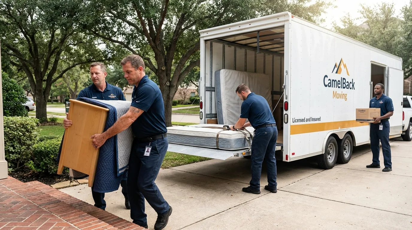 Crew loading residential truck for cross-state move from Newington, CT