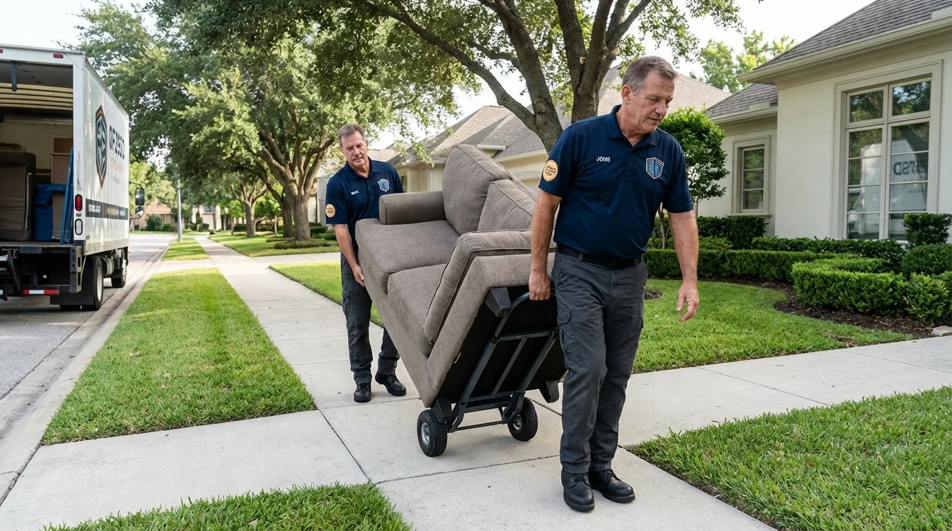 Local residential moving crew loading furniture in Newington, CT